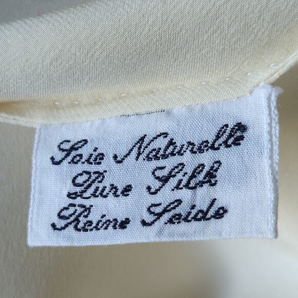 Vtg 100% Pure Silk Slip Night Gown M Ivory Lace Hand Embroidered Coquette Bridal - Picture 13 of 16